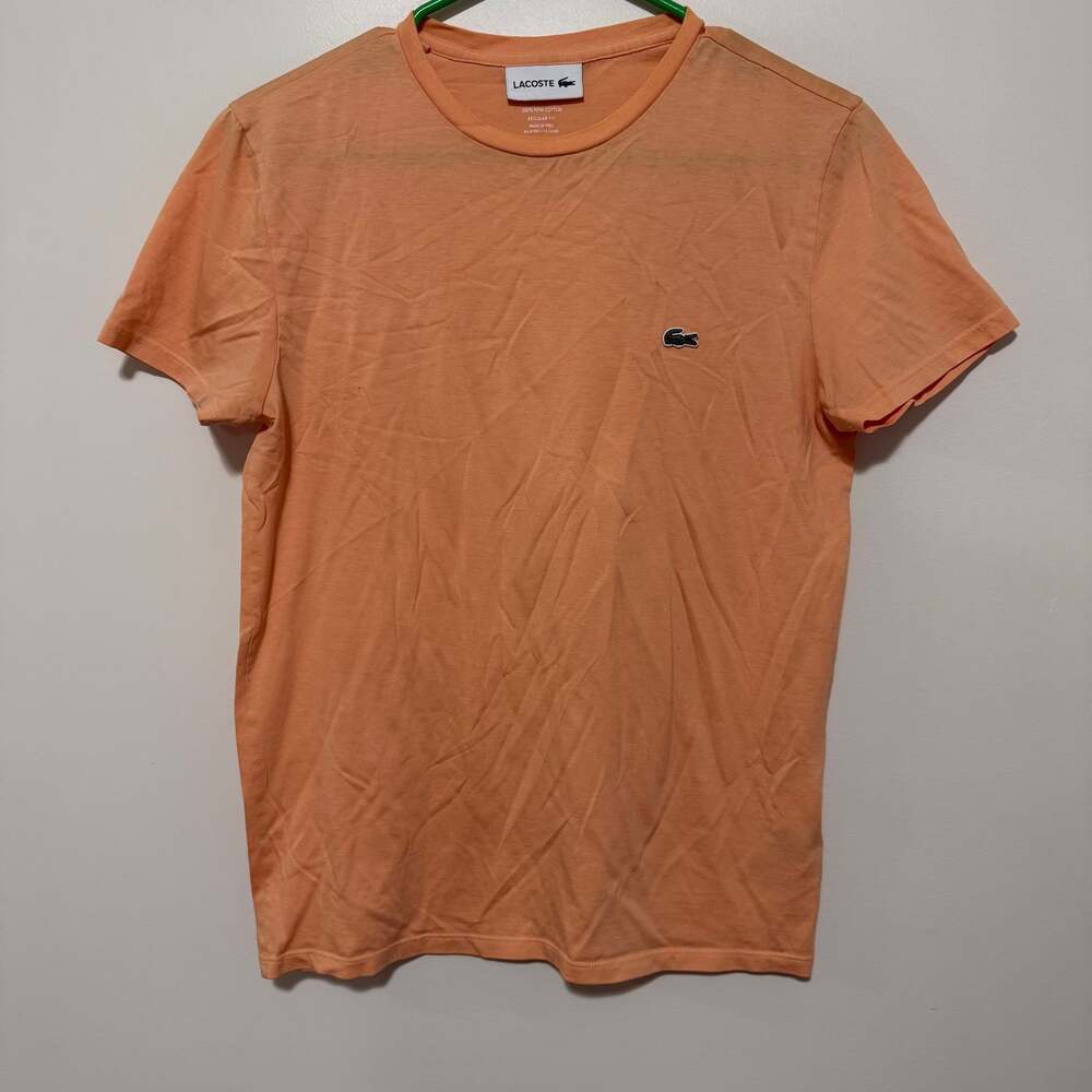 Lacoste Men's‎ Crew Neck Pima Cotton Jersey T-Shirt in Orange